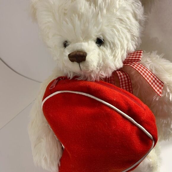 Hallmark White Bear With Red Velvet Zipper Gift Pouch Valentines Love Gift 6X 5 - Picture 5 of 16